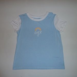 A.Lab Women's Graphic Tee Shirt "Over It"  Blue M